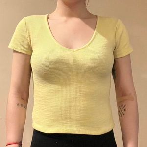 Yellow Ribbed Tee